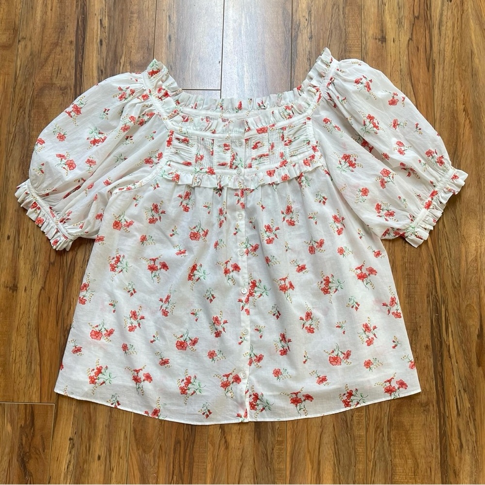 DOEN Farley Top in Sweet Abelia Floral Cottagecore Coquette PuffSleeve Top S - Picture 8 of 12